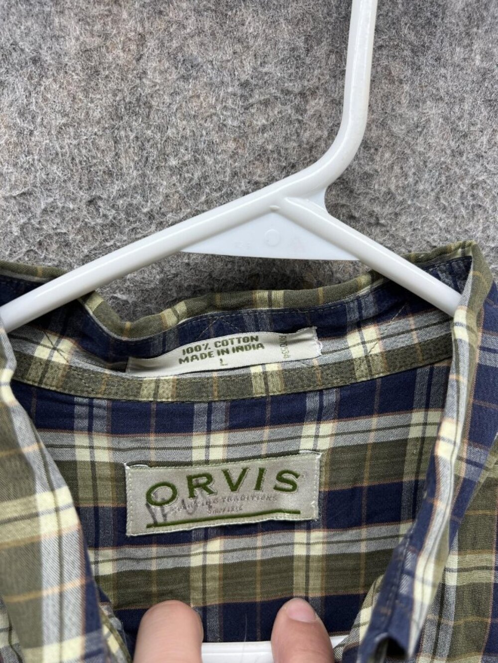 Orvis Shirt Men Large Blue Green Plaid Casual Button Down Cotton Preppy Outdoors - Picture 2 of 10